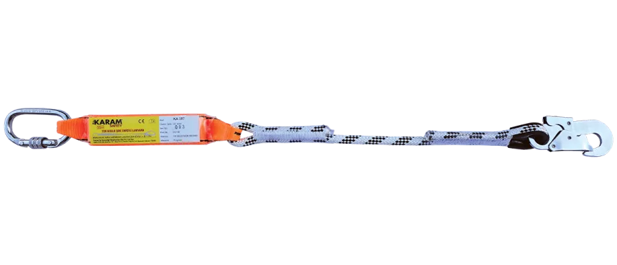 KA387 Şok Emici Tek İpli Statik Halatlı Küçük Kancalı Karabinalı