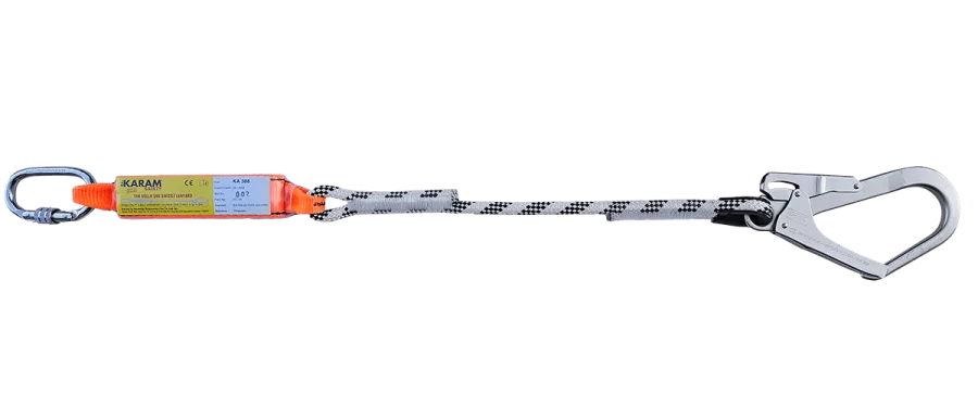 KA388 Şok Emici Tek İpli Statik Halatlı Büyük Kancalı Karabinalı