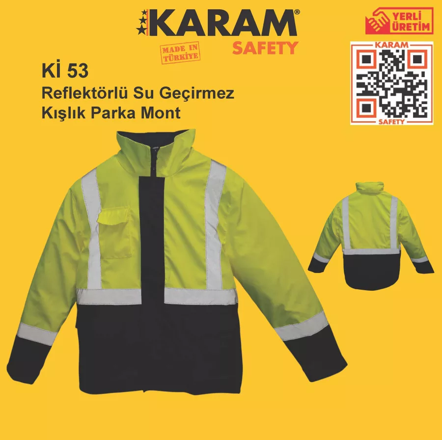 Kİ53 Reflektörlü Su Geçirmez Kışlık Parka Mont